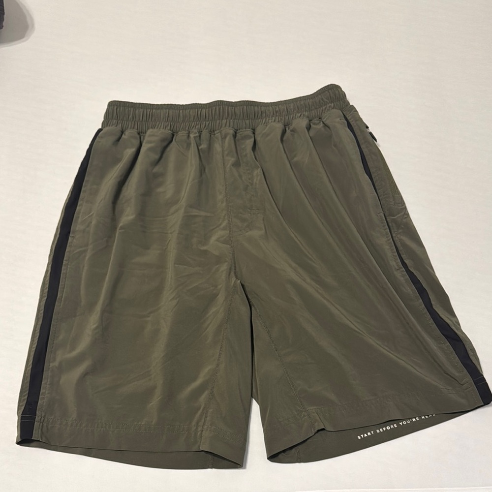 Men's Athletic Olive Shorts with Black Accents